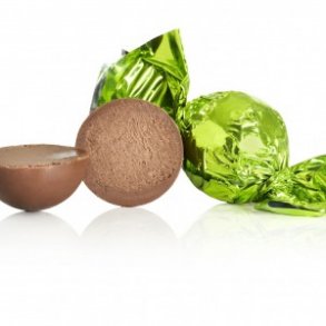 Chokolade kugle lysegr�n - lakrids