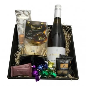 Gavekurv med Alkoholfri Hvidvin, S�dt og Snacks nr. 1
