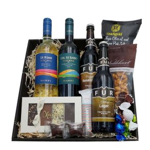 Gavekurv med Vin, Special�l, Chokolade og S�dt
