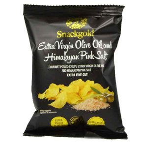 Gourmet chips m/olivenolie og pink himalaya salt