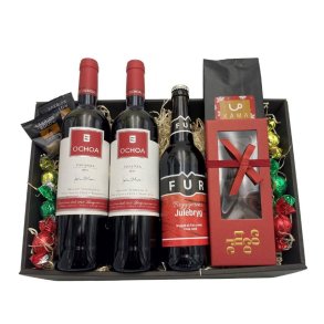 Jule gavekurv med r�dvin og jule�l