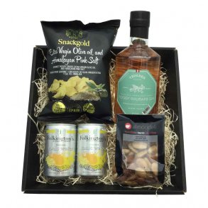 Gavekurv med Trolden Rabarber Gin og Snacks