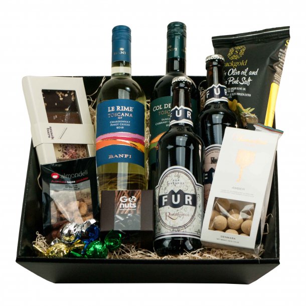 Gavekurv med Vin, Special�l, Chokolade og S�dt