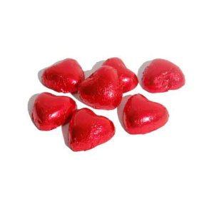 Hjerte - m�rk chokolade i r�d folie