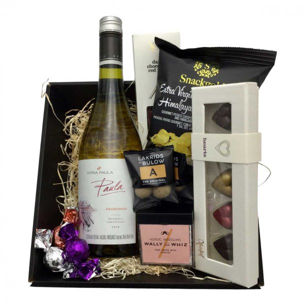Gavekurv med Hvidvin, Chokolade og S�dt  nr. 3