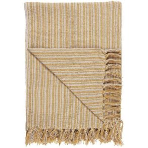 Plaid creme med gult stribemnster