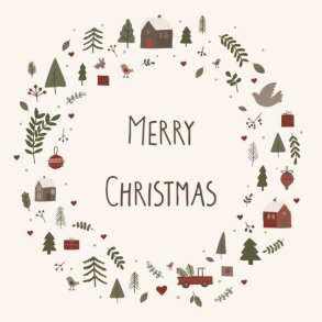 Serviet med julemotiver Merry Christmas