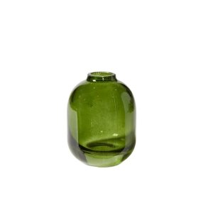 Gr�n rund lille vase i glas