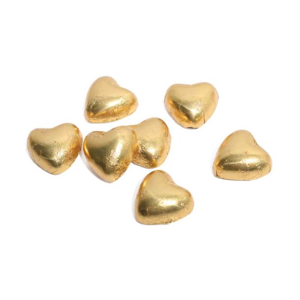 Hjerte - flde chokolade i guld folie