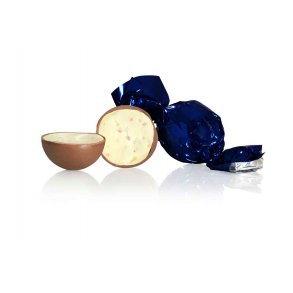 Chokolade kugle sort/bl� - fl�dechokolade m/pom granat�ble