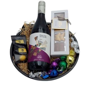 Gavekurv - Rdvin & sdt i metalbakke